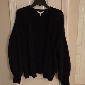Time and Tru Black Open-Front Cardigan